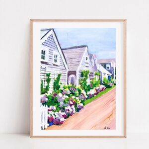 Nantucket Watercolor Hydrangeas Art Print